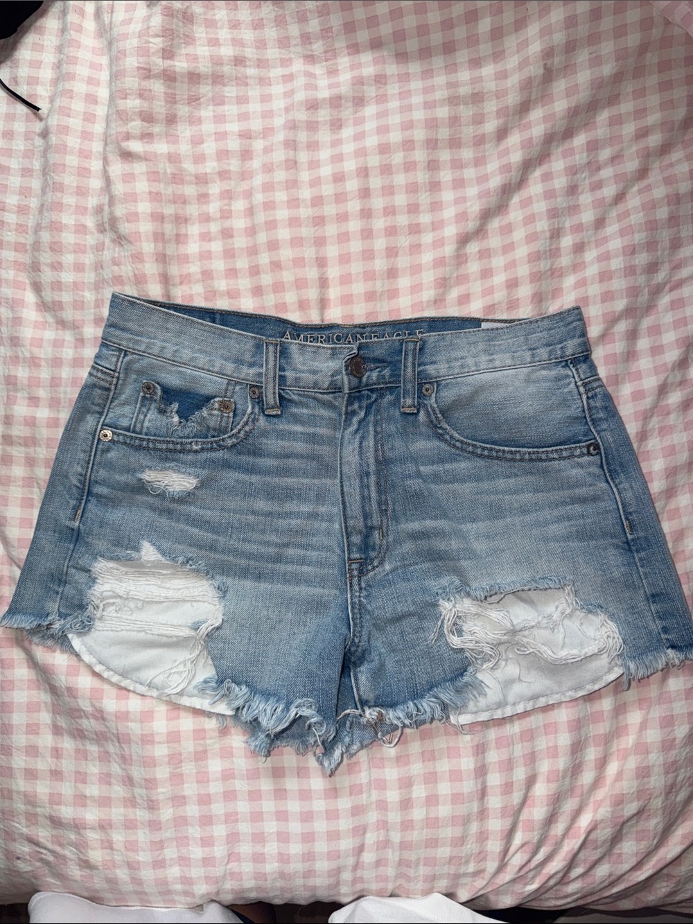 American Eagle Outfitters Faded Blue Ripped Denim Shorts